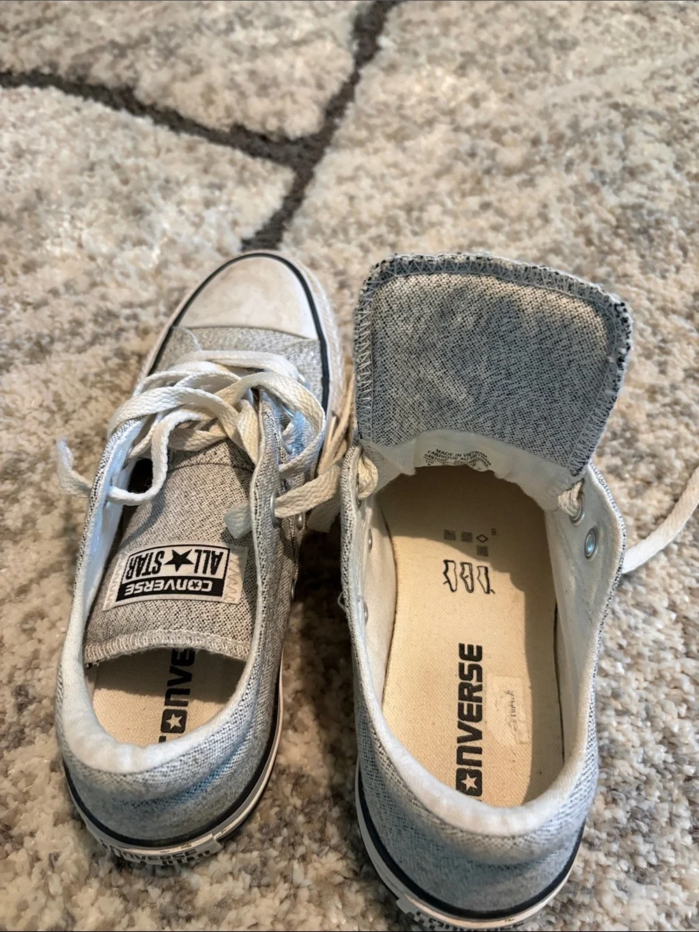 Converse Low-Top Denim Sneakers in Faded Blue and White